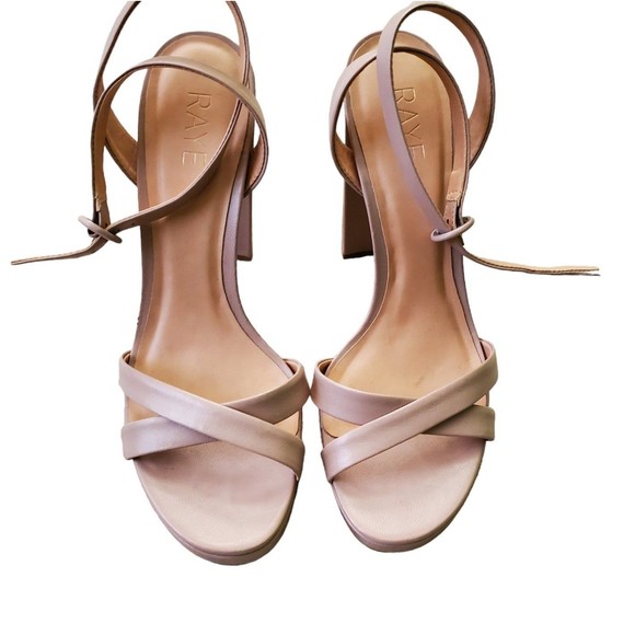 Raye Leather Strappy Platform Heels Sandals Pastel Pink Blush Nude Sz 10 - Picture 2 of 8
